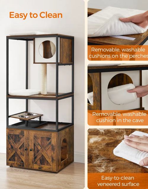 Load image into Gallery viewer, Kimmel 58&quot; Cat Condo with Litter Box Enclosure and Elevated Bowls
