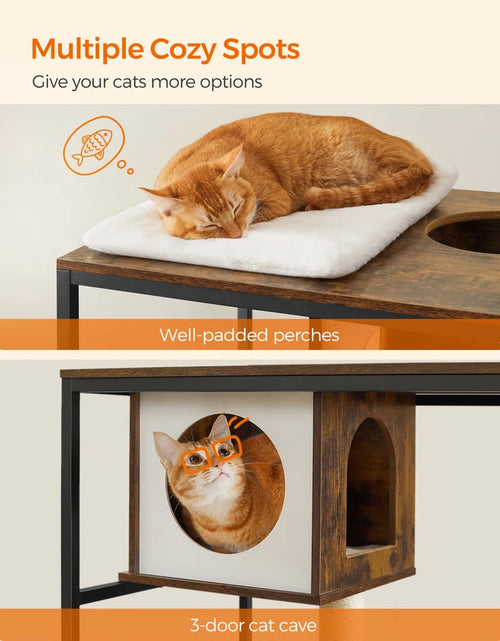Load image into Gallery viewer, Kimmel 58&quot; Cat Condo with Litter Box Enclosure and Elevated Bowls
